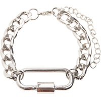 URBAN CLASSICS Fastener Bracelet in Silberfarben, Größe L/XL