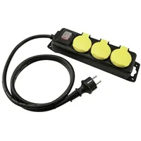 Eurolite Steckdosenleiste 3-fach 3 m Schwarz 1 St.