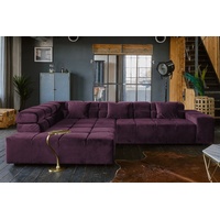 KAWOLA Sofa NEVADA Ecksofa Velvet purple Recamiere links