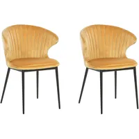 Beliani Esszimmerstuhl AUGUSTA Samtstoff senfgelb 2er Set