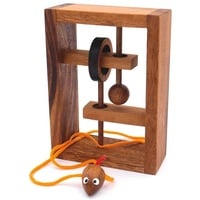 Rombol Verflixter Rahmen, Seilpuzzle, Holzspiel, Denkspiel, Knobelspiel, Geduldspiel aus