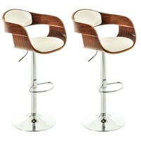 CLP 2er Set Barhocker Kingston Kunstleder walnuss/weiß