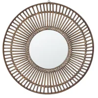 Beliani Wandspiegel dunkler Holzfarbton ø 66 cm
