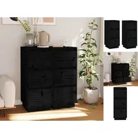 VidaXL Sideboards 2 Stk. Schwarz 32x34x75 cm Massivholz Kiefer