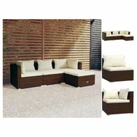 VidaXL 4-tlg. Garten-Lounge-Set mit Kissen Poly Rattan Braun