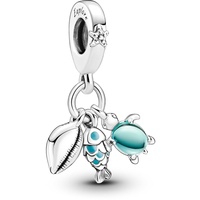 Pandora Moments Fisch, Meeresschildkröte & Muschel Dreifacher Charm-Anhänger aus