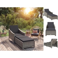 VidaXL Sonnenliege mit Dunkelgrauer Auflage Poly Rattan Grau