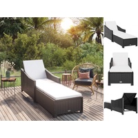 VidaXL Sonnenliege mit Cremeweißer Auflage Poly Rattan Schwarz