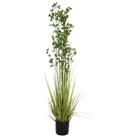 Europalms Immergrünstrauch mit Gras, Kunstpflanze, 182 cm