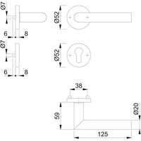 HOPPE Drückergarnitur E1400Z/42KV/42KVS,Ros.,rd.,PZ,8,F9714M,TS 37-42
