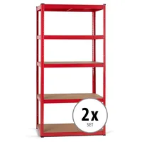 Stagecaptain Heavyrack Lagerregal Holzböden Rot, max. 875 kg 2x