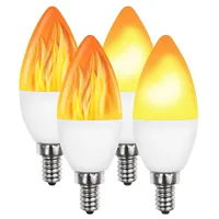 Luminea 4er-Set LED-Lampen mit Flammeneffekt, 3 Beleuchtungs-Modi, E14, 2