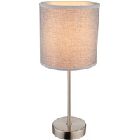 ETC Shop Tischlampe grauer Schirm Nachttischlampe 35 cm hoch