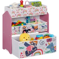 Relaxdays Kinderregal mit 6 Aufbewahrungsboxen, HxBxT: 66 x 63