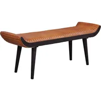 FineBuy Sitzbank Echtleder / Holz Polsterbank 125x51x38 cm Bettbank
