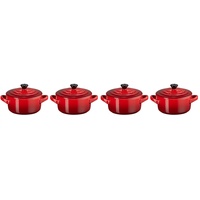 Le Creuset Mini-Cocotte Topf-Set 4-tlg. kirschrot