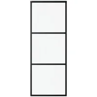 VidaXL Schiebetür 3-teilig ESG-Glas und Aluminium 76x205 cm Schwarz