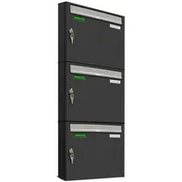 AL Briefkastensysteme Basic 3er Briefkasten RAL 7016 Anthrazit inkl.