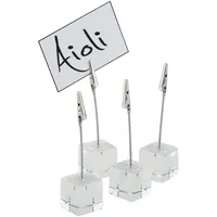 APS Kartenhalter 4er Set, transparente Kartenständer, Fotohalter mit Klemme,