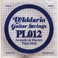 D'Addario PL012 Gitarren-Einzelsaite (für Akustik oder E-Gitarre) 0,03 cm