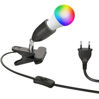 Ledscom.de E27 Klemmleuchte LIK, schwarz inkl. Smart Home RGBW