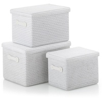 Kela 21672 Korb-Set Rimossa 3-teilig mit Deckel weiß