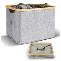 HENNEZ Aufbewahrungskorb "Adrian" 40 l - Hellgrau