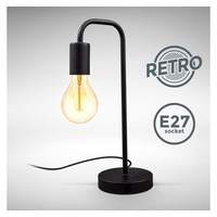 B.K.Licht - Nachttischlampe mit Kabelschalter, E27 Fassung, Vintage, Tischlampe,
