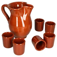 Mambocat 7tlg. Tongeschirr Set Tonkrug 0,5L + 6 Tonbecher