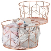 Relaxdays 2 x Drahtkorb, rund, Vintage Design, Aufbewahrung, Kleidung,