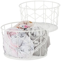 Relaxdays 2 x Drahtkorb, rund, Vintage Design, Aufbewahrung, Kleidung,
