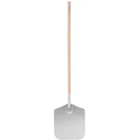 HENDI Pizzaschaufel, mit Holzgriff, Pizzaschieber, Brotschieber, 305x355x(L)965mm, Aluminium
