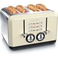 Arendo Toaster für 4 Scheiben, 1630 W, Automatik, Edelstahl,