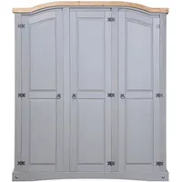VidaXL Kleiderschrank Mexiko-Stil Kiefernholz 3 Türen Grau