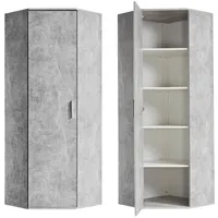 Mokebo Eckschrank Grau Holzwerkstoff, 4 Fächer, 64x180x64 cm, Waschküche,