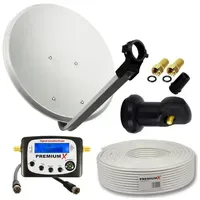 PremiumX Camping Satelliten-Komplettanlage 45cm Satellitenschüssel Single LNB 10m TV