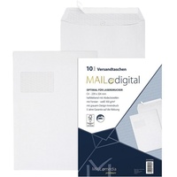 MAILmedia 10 Laserbedruckbare Versandtaschen »Maildigital« C4 mit Fenster weiß,