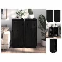VidaXL Sideboards 2 Stk. Schwarz 31,5x34x75 cm Massivholz Kiefer