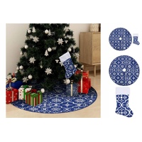 VidaXL Luxus-Weihnachtsbaumdecke mit Socke Blau 90 cm Stoff