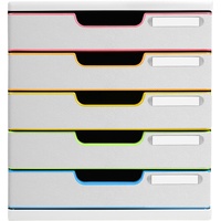 Exacompta Schubladenbox MODULO A4 5 Fächer, weiß-bunt / weiß