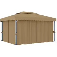 VidaXL Pavillon mit Vorhang 4 x 3 m taupe