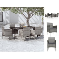 VidaXL Garten-Essgruppe 7-tlg. Grau/Schwarz