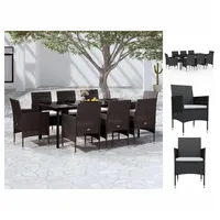 VidaXL Garten-Essgruppe 9-tlg schwarz inkl. Kissen 3099286