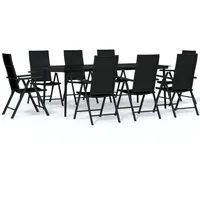 VidaXL Garten-Essgruppe 9-tlg. Schwarz