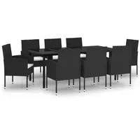 VidaXL Garten-Essgruppe 9-tlg. Schwarz