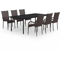 VidaXL Garten-Essgruppe 7-tlg. Braun/Schwarz