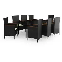 VidaXL Garten-Essgruppe 9-tlg. Schwarz