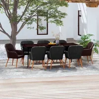 VidaXL 9-tlg. Garten-Essgruppe mit Kissen Schwarz
