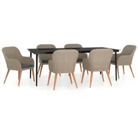 VidaXL 7-tlg. Garten-Essgruppe mit Kissen Braun