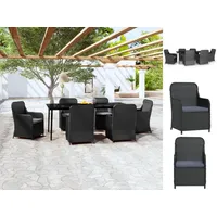 VidaXL 7-tlg. Garten-Essgruppe mit Kissen Schwarz